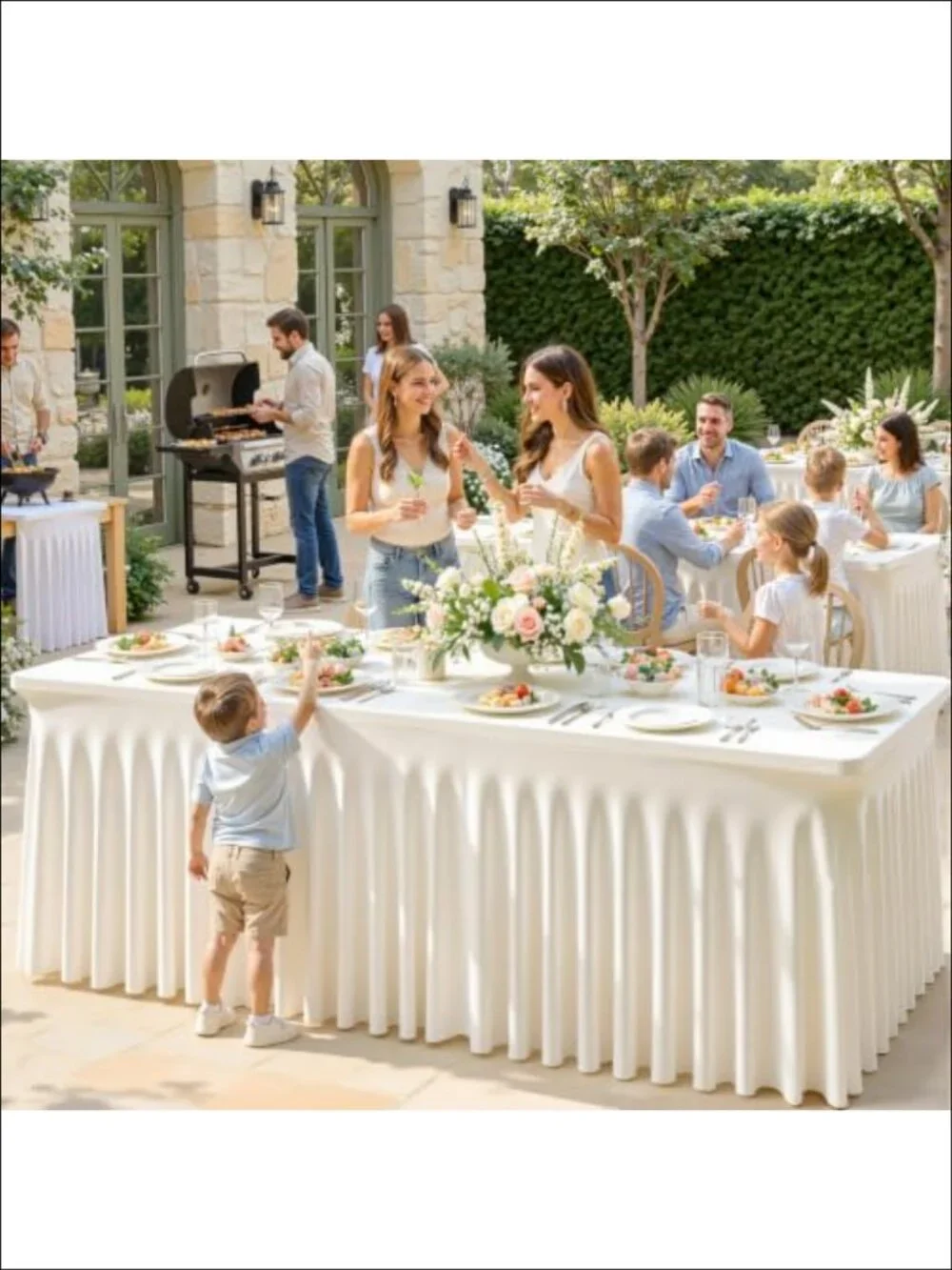 4 Pack Spandex Fitted Tablecloth for 6 Foot Rectangular Tables